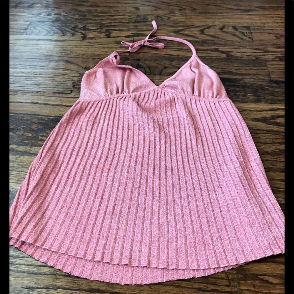 Shimmer Silk/Knit Bebe Halter Top-Large